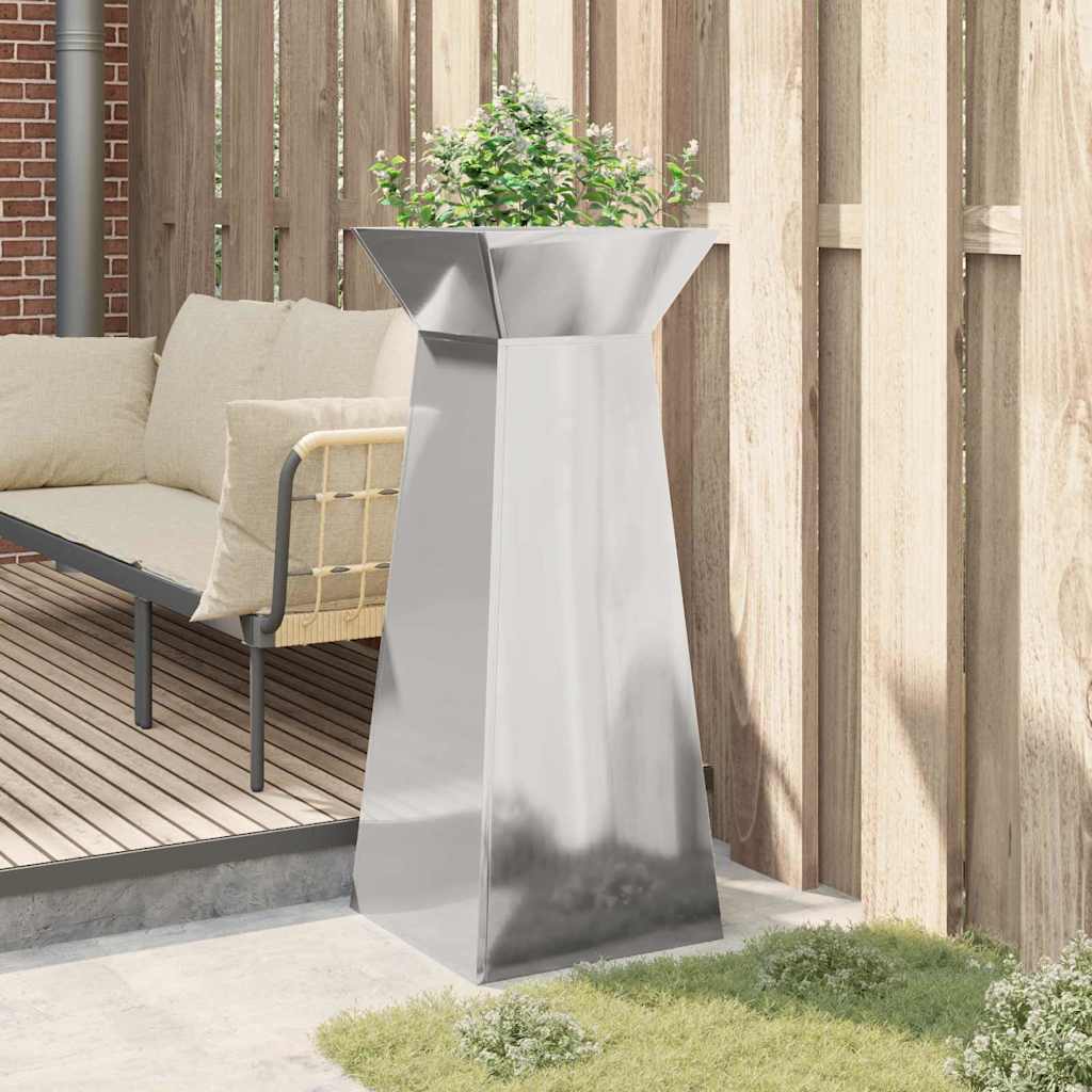 Column Planter Silver 40 X 40 X 100 Cm