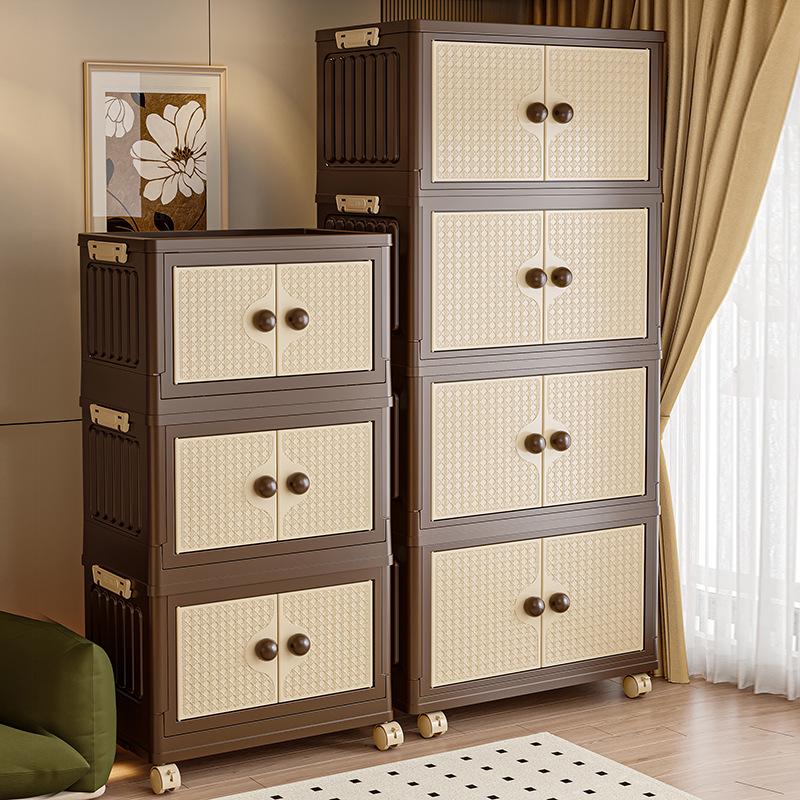 Vintage-Style Double Door Folding Storage Cabinet for Clothes