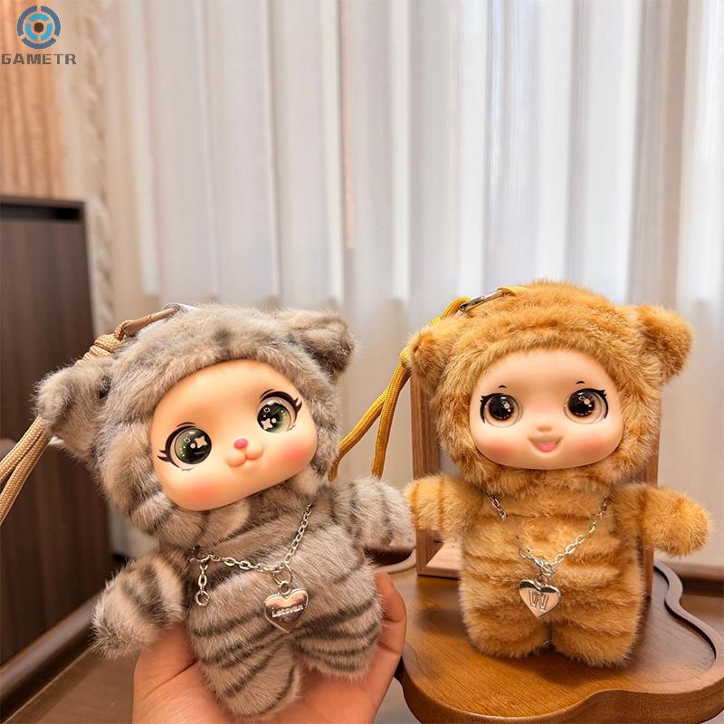 1PC Cute Cartoon Leopard Series Big Eyes Vinyl Face Plush Doll Pendant Backpack Decoration Gifts
