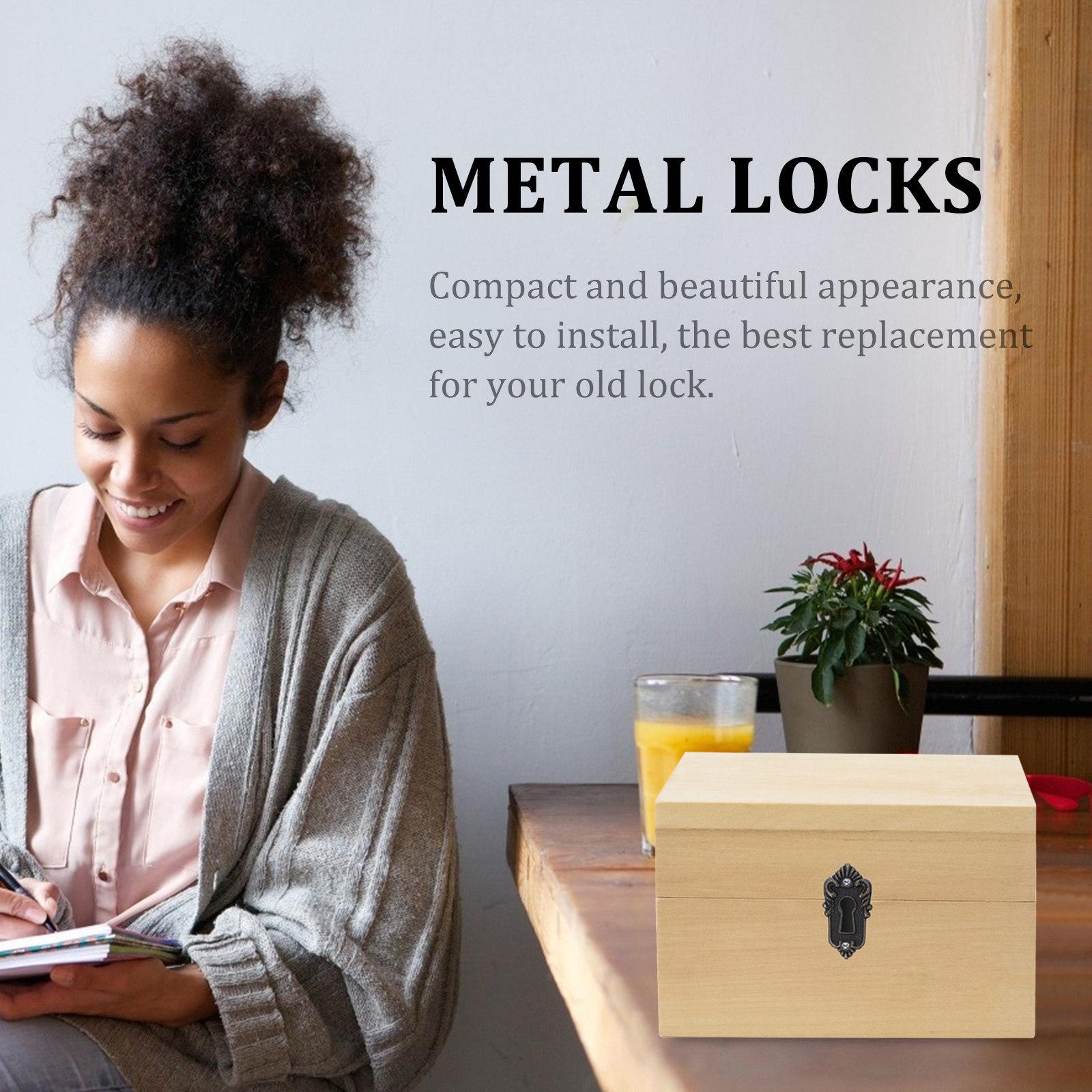 

2Pcs Retro Furniture Locks Vintage Cabinet Latches Metal Drawer Locks for Jewelry Box Memorabilia Box Toolbox Decorative Lock China Mainland