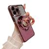 Luxury Plating Glitter Diamond Mirror Holder Bracket Cover Magnetic TPU Phone Case for iPhone 17 16 15 14 Plus 13 Pro Max 17 Air