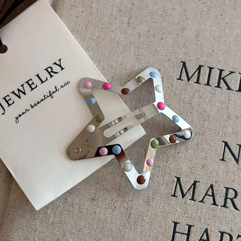 Silver star collar dot point snap pin side hair pin