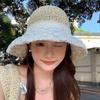 Lace Flower Big Straw Hat Seaside Beach Ladies Bucket Hat Sun Protection UV Shading Lace New Summer