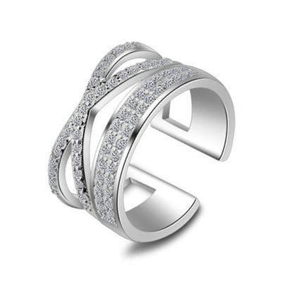 Fashionable And Creative New Women 'S Rings Korean Style Open Diamond Ring Tail Ring Jewelry 