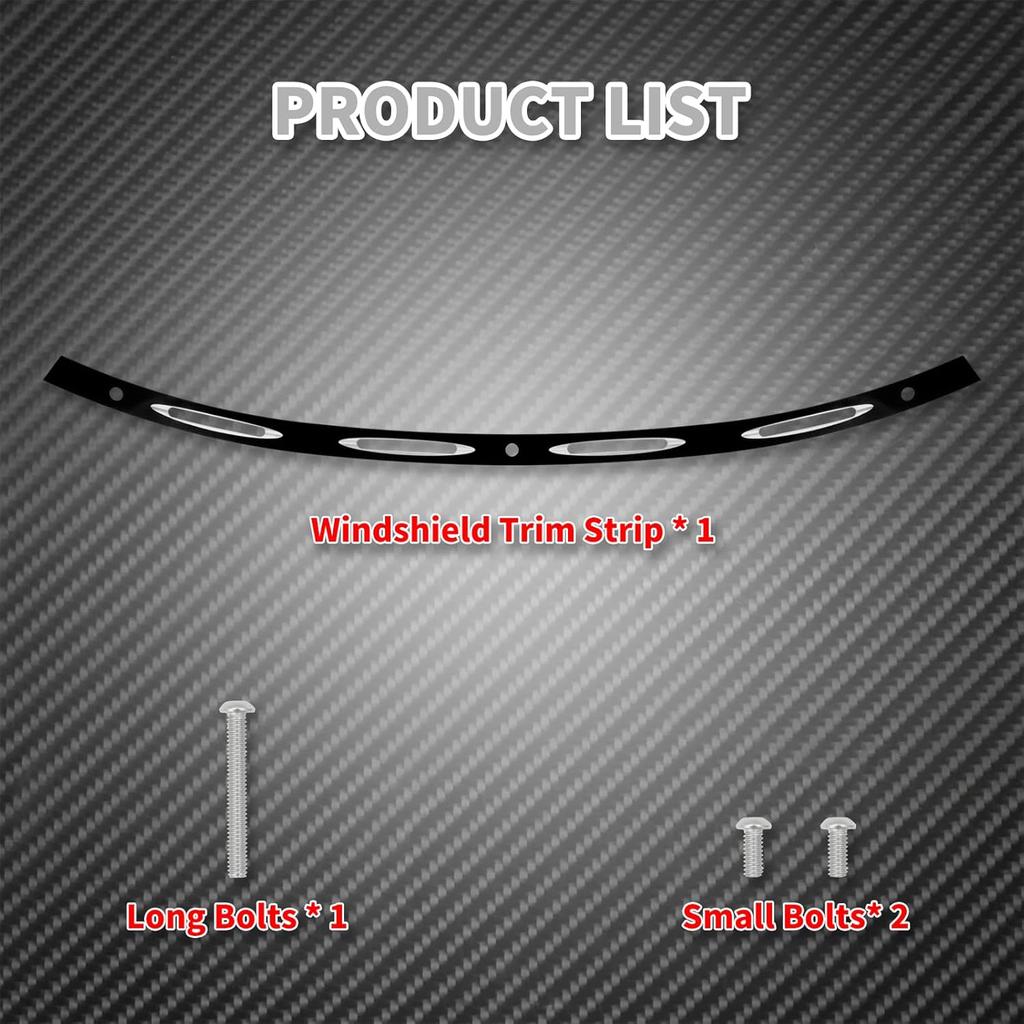 Motorcycle Windshield Trim Fit for Harley Touring Electra Glide Street Glide Trike FLHT FLHTC FLHTCU FLHX 2014-UP Black