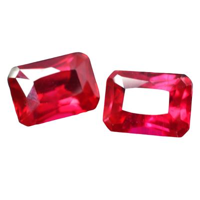 Natural Red Ruby Loose Gemstone Bloody Emerald Cut 16.50 Ct Pair for Jewelry Making and Crafts
