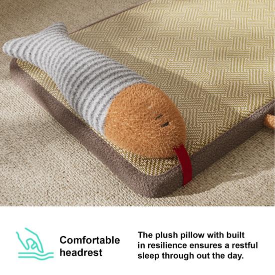 Pet Mat Cooling Rattan Fabric Breathable Anti-Slip Soft Thick Filling Sleep Heat Dissipation Summer Pet Cooling Pad