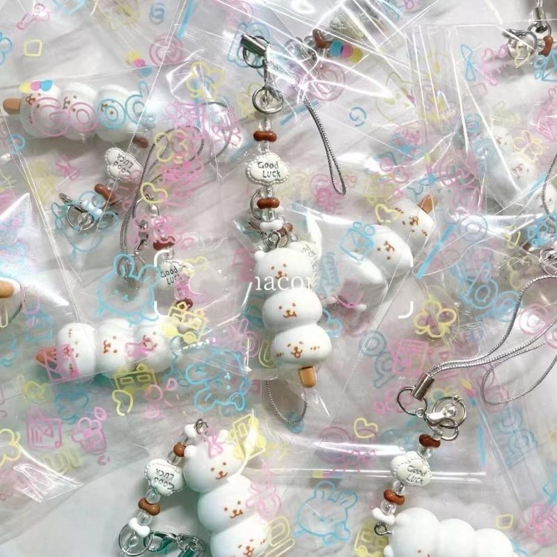 1 Piece Cartoon Animal Pendant Cute Stacked Ice Cream Bear Charm Phone Strap Anti-Lost Keychain Bag Decoration
