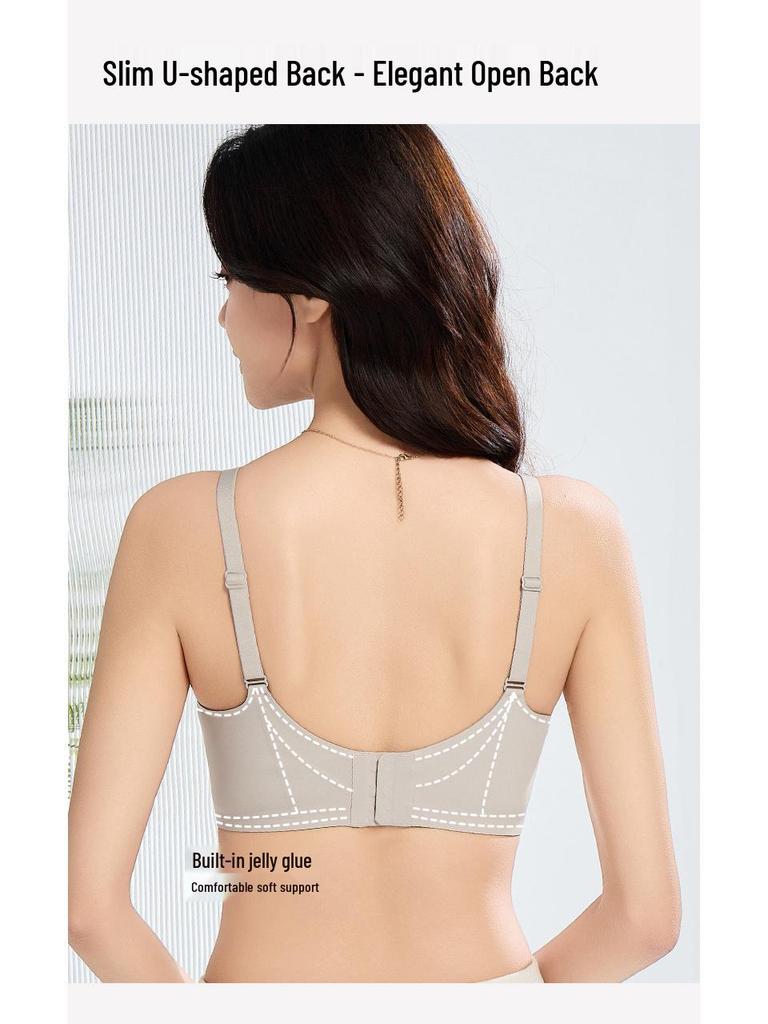 Breathable Soft Support Bra for Small Breasts - No Underwire, with Side Gathering and Jelly Strips for Lift