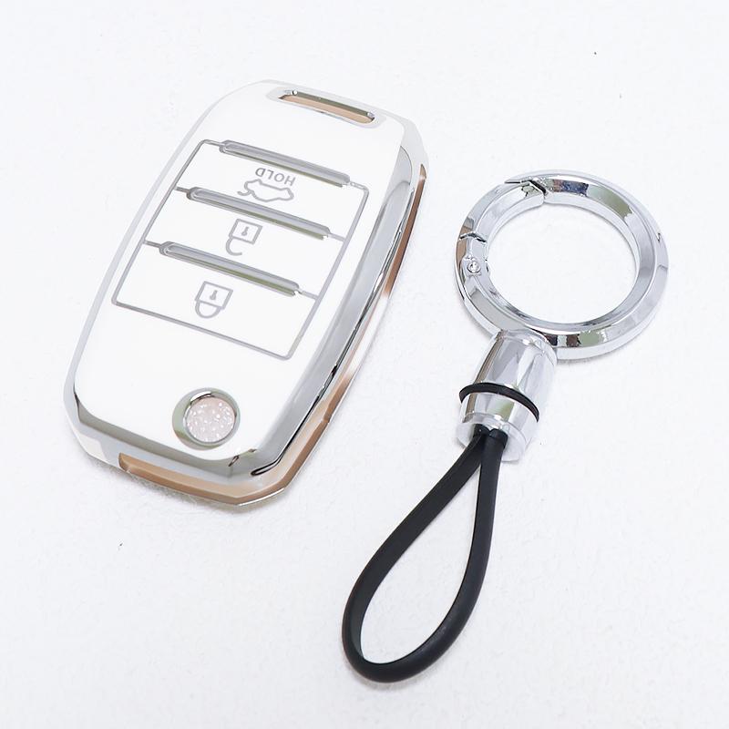 For Kia K5 Optima Sorento Forte Stinger Rio 3 K2 Ceed Cerato K3 Sportage 4 Picanto 3/4 Buttons Car Key Case Keyless Chains