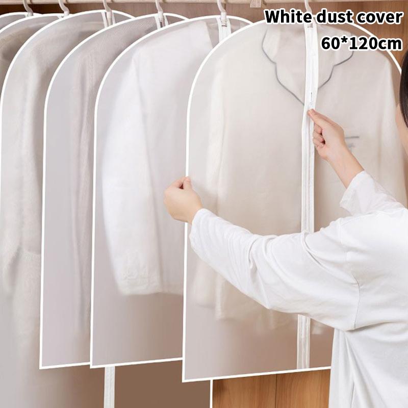Thickened Washable Clothes Dust Cover - Transparent Zippered Storage Bag for Suits & Coats