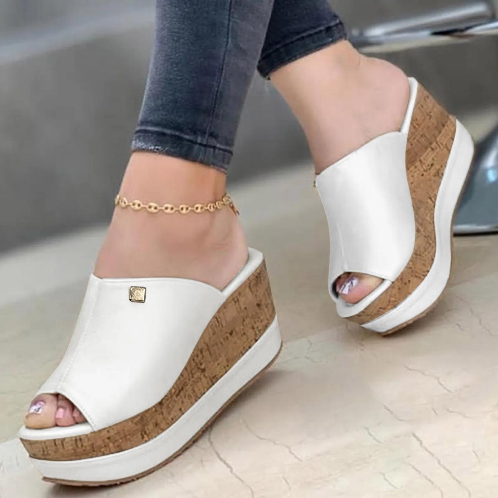 

Roman Shoes Sandals For Ladies Shoes Summer Sandals Fashi Solid Color Wedge Platform Slippers Elegant Fashi Shoes Ladies 43