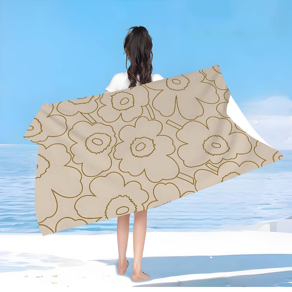 Marimekko-U-Unikko Flowers Microfiber Beach Towel Absorbent Quick Dry Soft Yoga Swimming Resort Mountain Climbing Towel