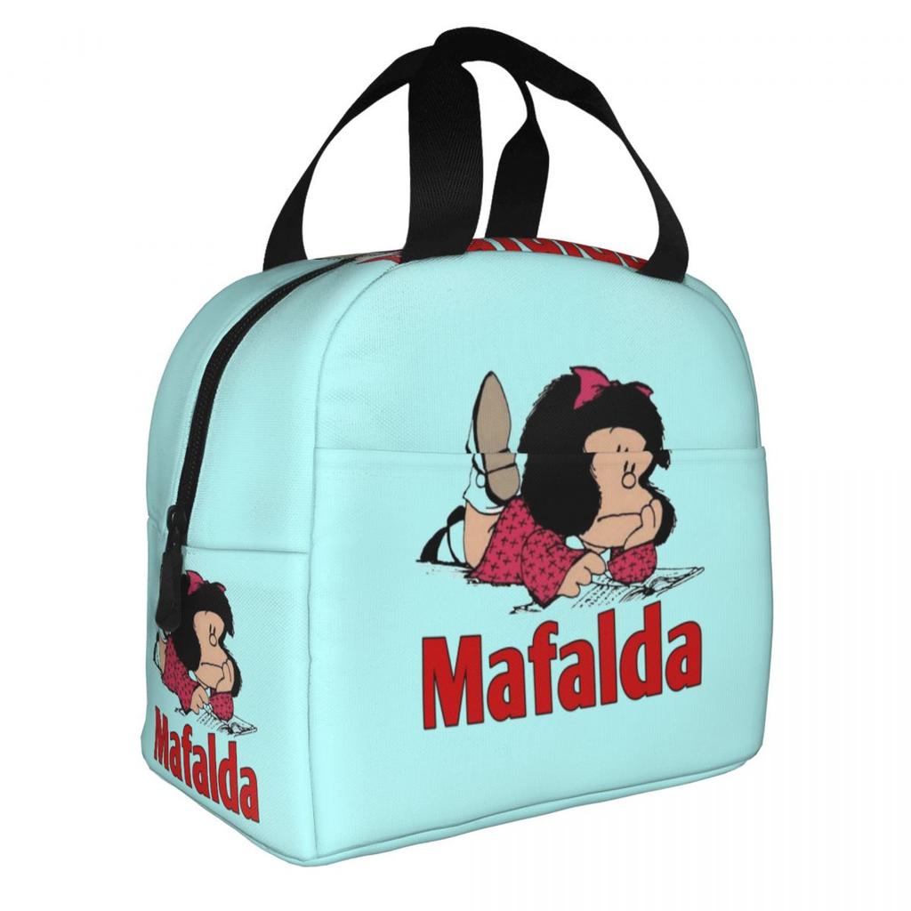 Maßgeschneiderte Mafalda Manga Thermoisolierte Lunchtaschen Damen Argentinien Cartoon Tragbarer Lunchbehälter für Reiseaufbewahrung Lebensmittelbox