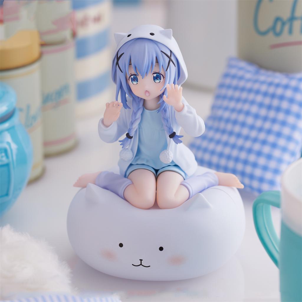 16CM Kafuu Chino Anime Is The Order A Rabbit Kneeling Position Desktop Golf Model Toy Gift Collection Ornaments Crafts PVC