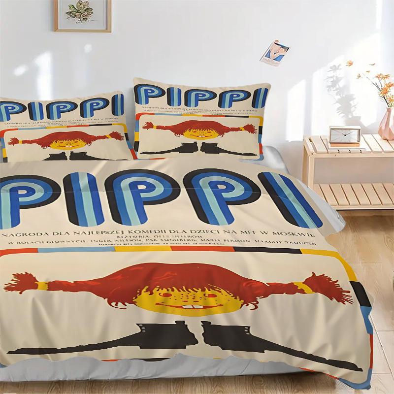 

3pcs Pippi Longstocking Duvet Cover Set, Includes 1 Duvet Cover and 1/2 Pillowcases (No Insert) yy251104257 135x200cm