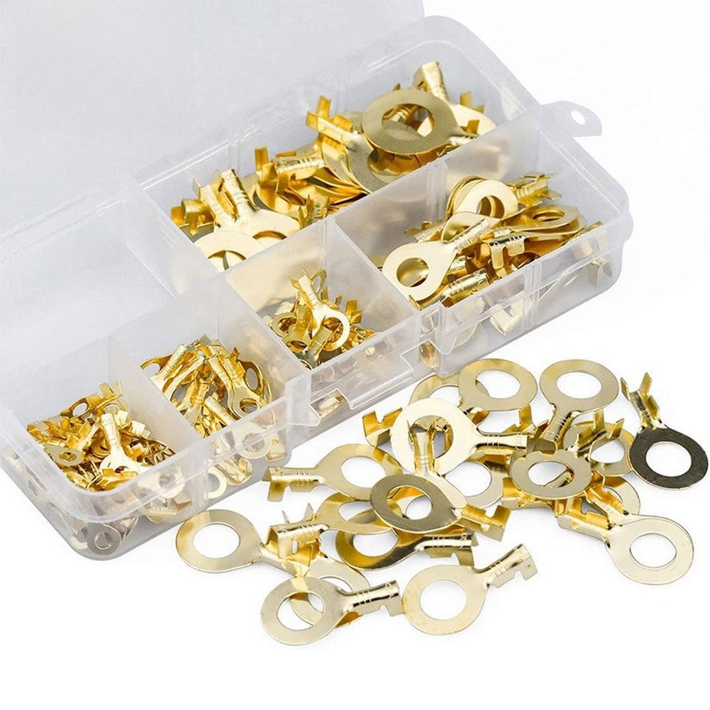 300PCS M5 M6 M8 M10 Copper Iron Ring Cable Lug Terminal O-Type Crimp Connector Non Insulated Assortment Kit