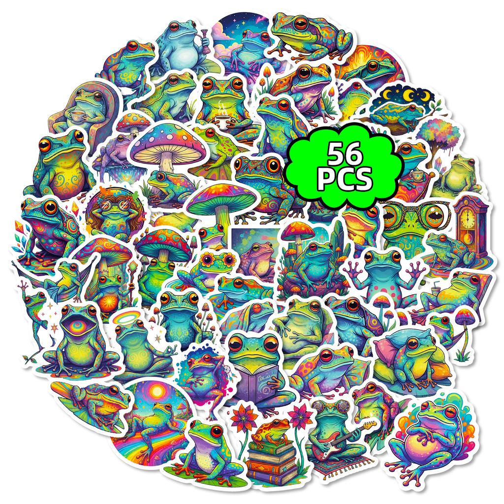 56 Psychedelic Cartoon Frog Graffiti Stickers Creative Personality Niche Luggage Decoration Material Stickers