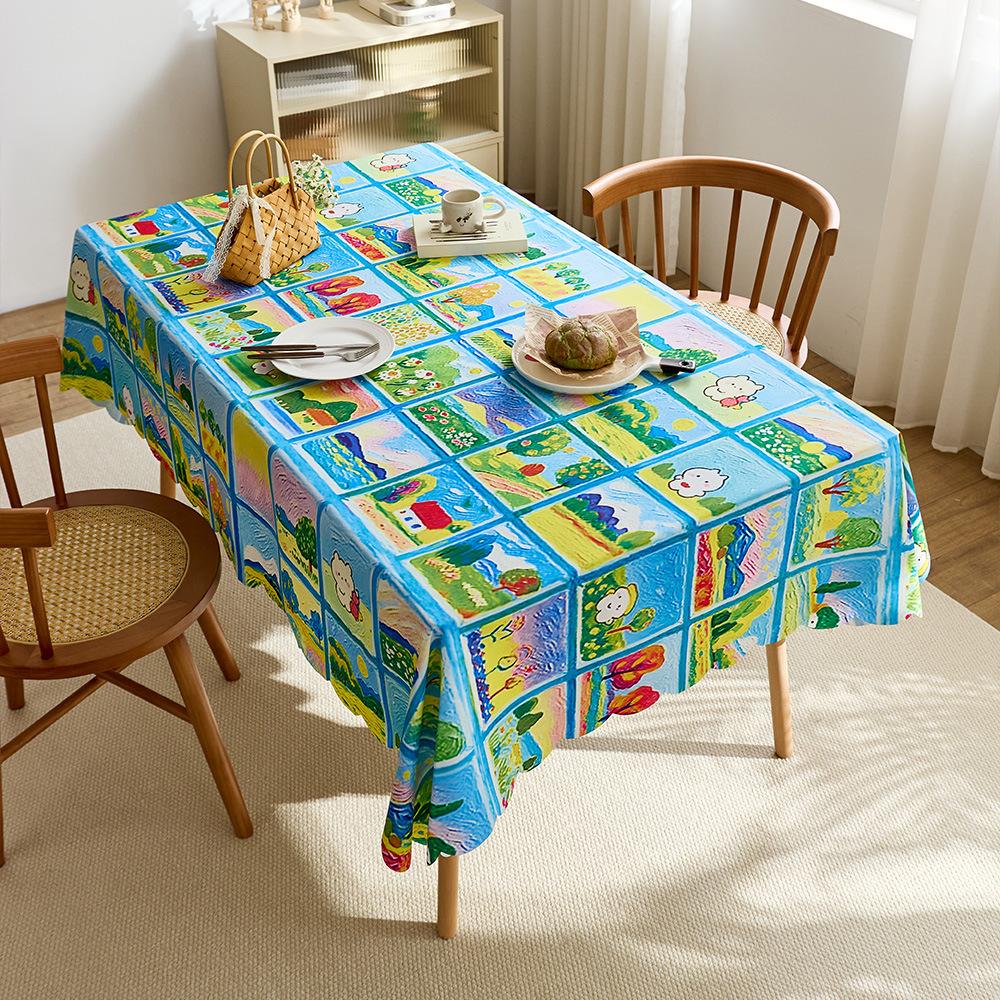 Dopamine Table Cloth Waterproof Tablecloth Light Luxury High-End Cover Cloth Coffee Table Tablecloth