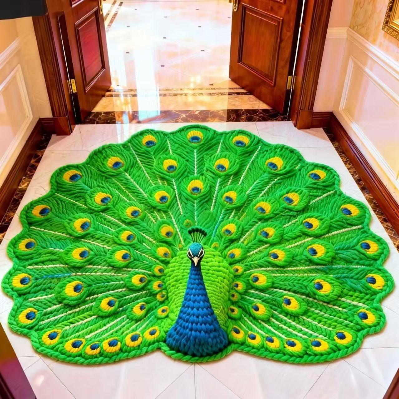 

3D стереоскопический ковер для гостиной с цветочным узором, напольный коврик 40*40cm зелёный