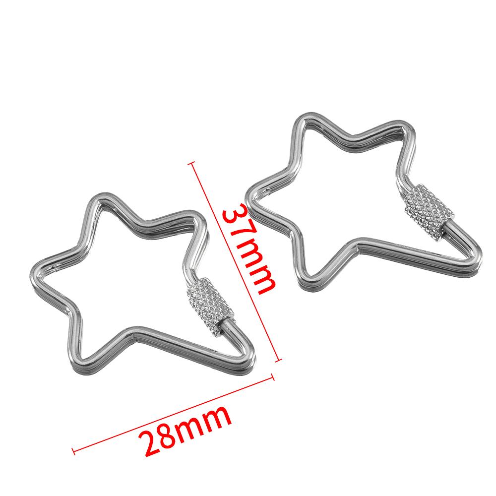 5pcs Stainless Steel D Oval Heart Shape Locking Carabiner Screw Clip Link Hook For DIY Keychain Holder Necklace Jewelry Making