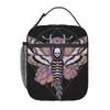 Donkere Botanische Mot Gotische Insecten Kunst Geïsoleerde Lunchtas voor Vrouwen Kinderen Lekvrije Voedseldozen Thermische Lunchbox Tote