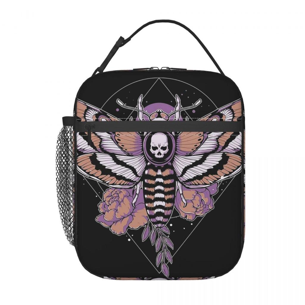 Donkere Botanische Mot Gotische Insecten Kunst Geïsoleerde Lunchtas voor Vrouwen Kinderen Lekvrije Voedseldozen Thermische Lunchbox Tote