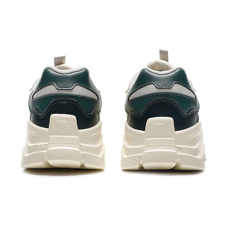 Anta Lifestyle Series Fabric Synthetic Leather Shock Absorbing Non-Slip Wear-Resistant Low-Top Casual Shoes Men Sneaker White Green 912048820-8