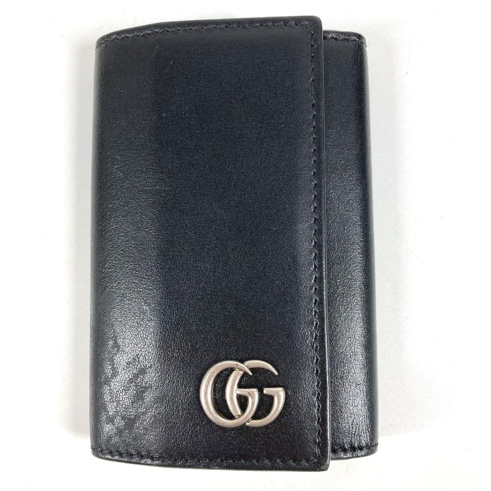 GUCCI 435305 GG Marmont GG logo 6P Key ring 6 points key Key Case Leather Black