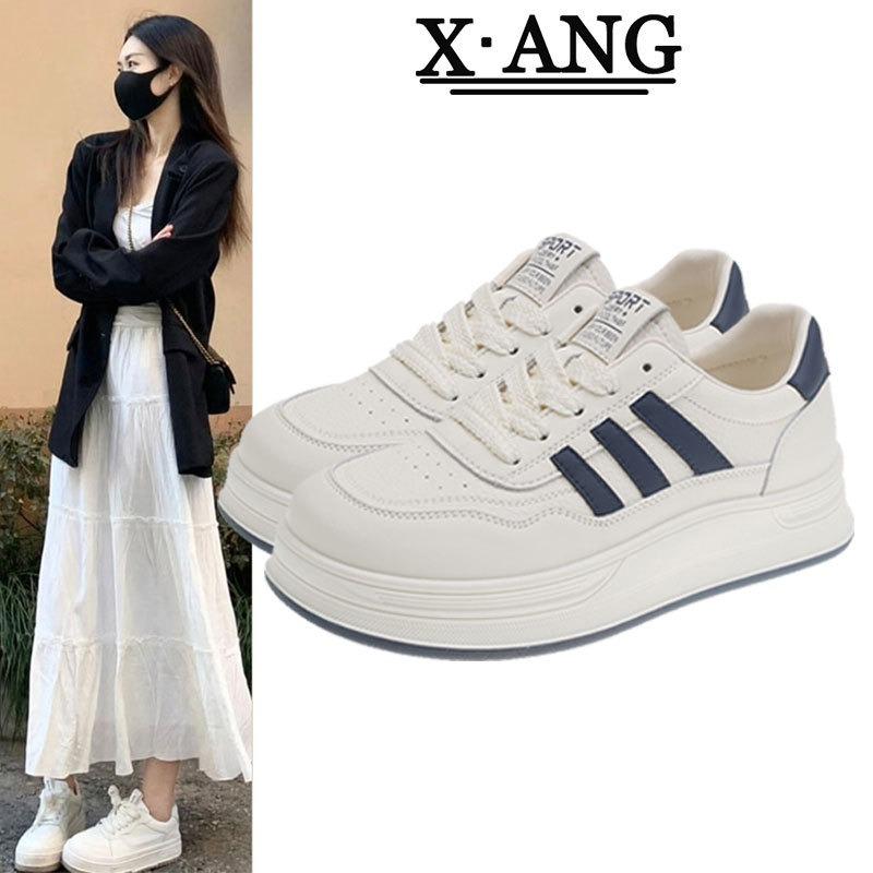 Leather platform white shoes spring new versatile soft sole not tired feet women's shoes casual sports shoes board shoes