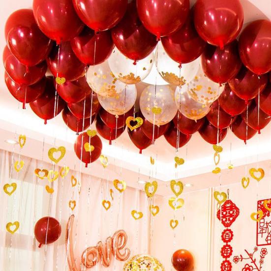 1 Set Nice-looking Balloon Glitter Pendant Easy Use Plastic Heart Shape DIY Balloon Sequin Ornament for Wedding