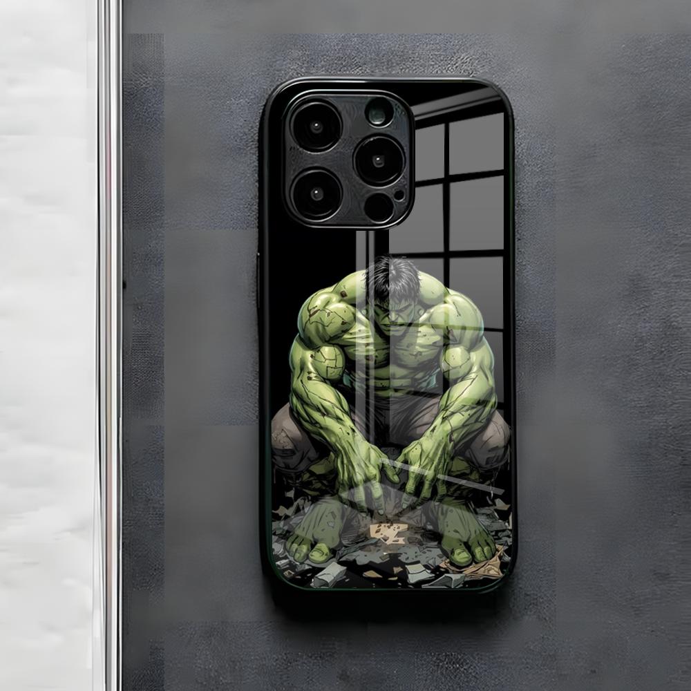 Superhero H-Hulk Phone Case For IPhone 17 Air 16 E Pro Max 15 14 13 Mini 12 Pro 11 Max Plus Black Glass Cover