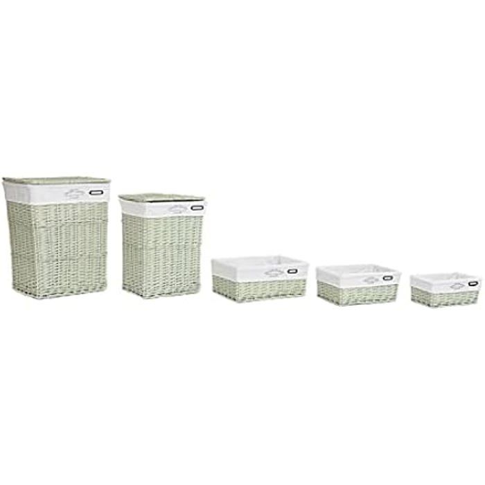 Jeu de paniers - DKD Home Decor - Polyester - Vert - 44x34x56 cm - Montage facile
