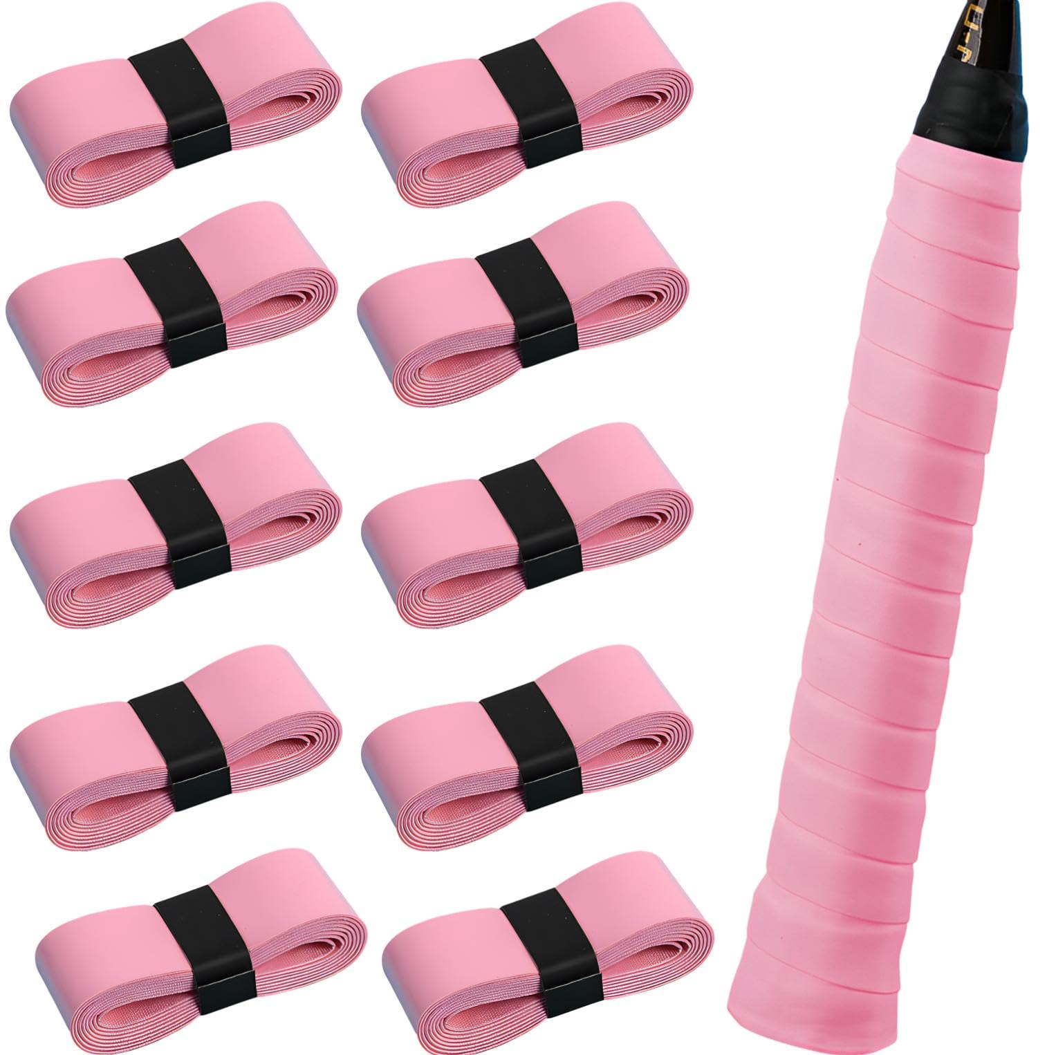 

fogman Grip Tape for Tennis and Baseball Set of 10 Tennis, Badminton, Rackets, Golf, (Pink) -