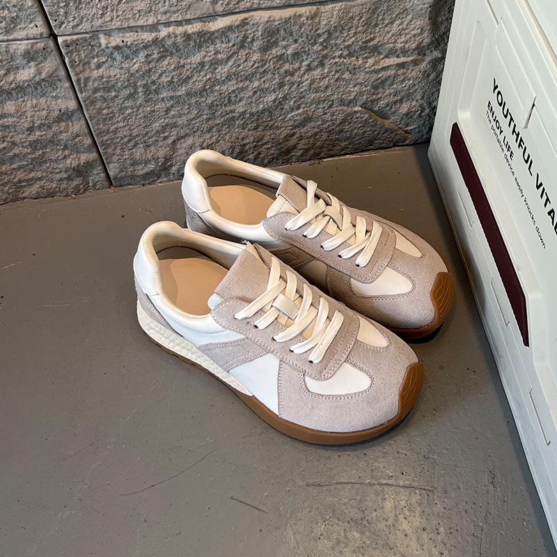 Leder Deutsche Trainingsschuhe Damenschuhe Herbst neue dicksohlige erhöhende Schuhe Damen vielseitige Sport-Dad-Schuhe Damen lässige Damenschuhe