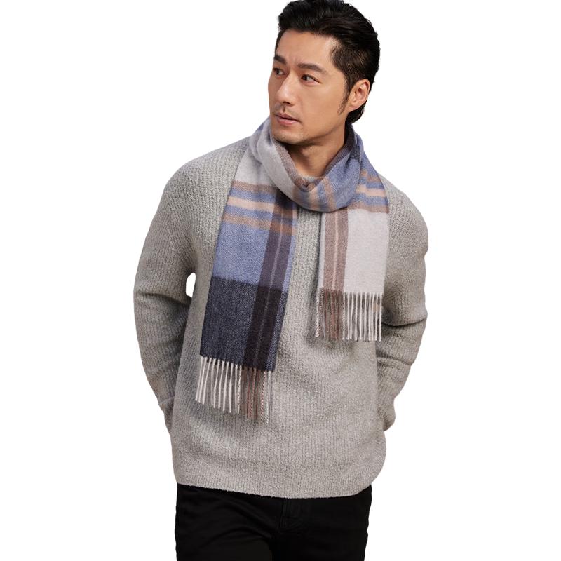 

Чоловічий класичний картатий шарф Shanghai Story зі 100% кашеміру 30*180cm (with fringe)