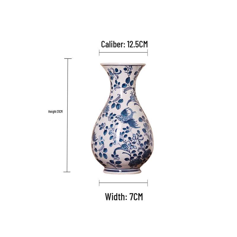 Luxury Blue and White Porcelain Vase for Flower Arrangements - Retro Ceramic Decorative Item