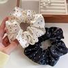 2pcs French Satin Polka Dot Colon Vintage Gentle Scrunchie High Stretch Ball Head Band Hair Cord Head Cord