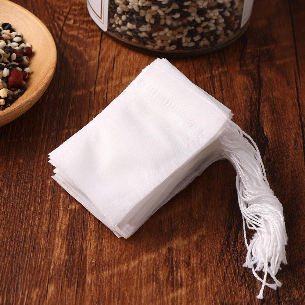 300 шт. Практичные 3,54 x 2,76  Чайные пакетики Одноразовые Хлопковые с завязкой Мешочки для специй Фильтры Функция Суповой мешок Для травяных настоев