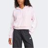 Adidas Sport Performance Essentials Hooded Striped Half-Zip Long Sleeve Sweatshirt Women Sweatshirt Pink JN1943