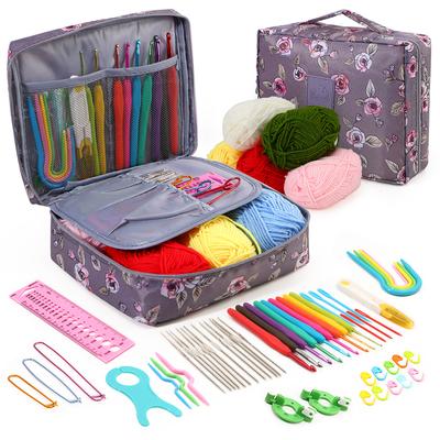 59 Pieces Knitting Crochet Set, Portable Knitting Tools, Crochet for Beginners, Yarn Craft Kit, DIY Craft Sewing Tools with Bag