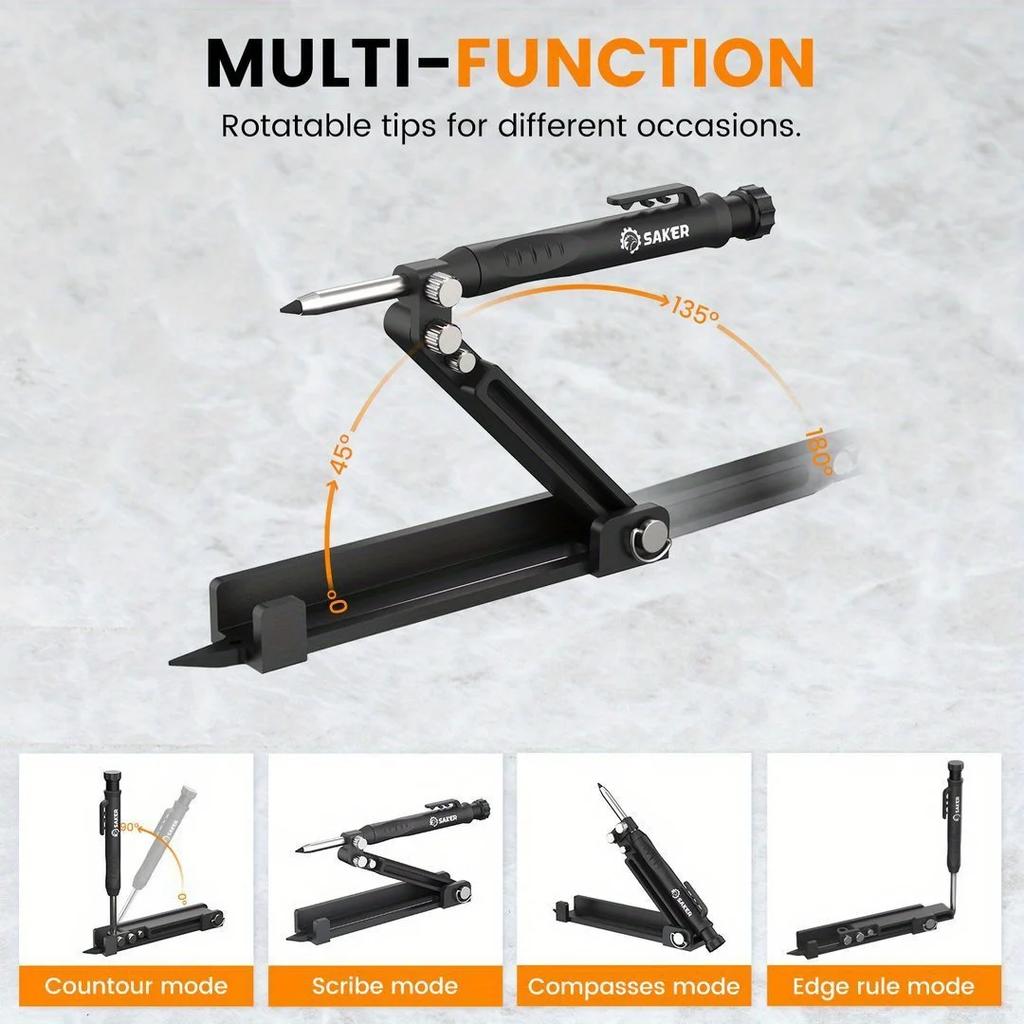 1pc Multi-Function Scribing Tool - Woodworking, Tiling, Contour Profiling, Ergonomic Design, Sturdy Construction
