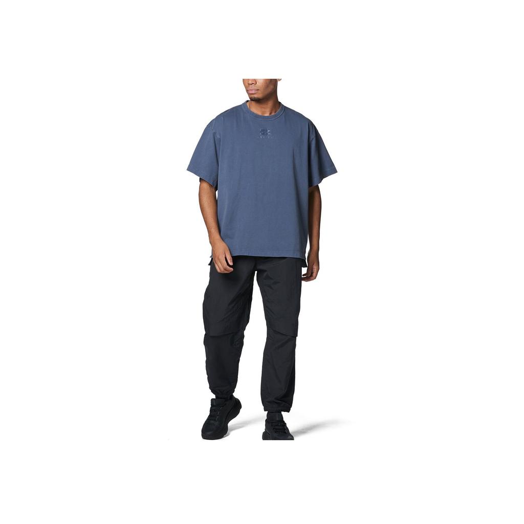 Under Armour Dopamine Embroidery Design Solid Color Casual Round Neck Short Sleeve Drop Shoulder T-Shirt Men T-Shirts Blue 1387993-044