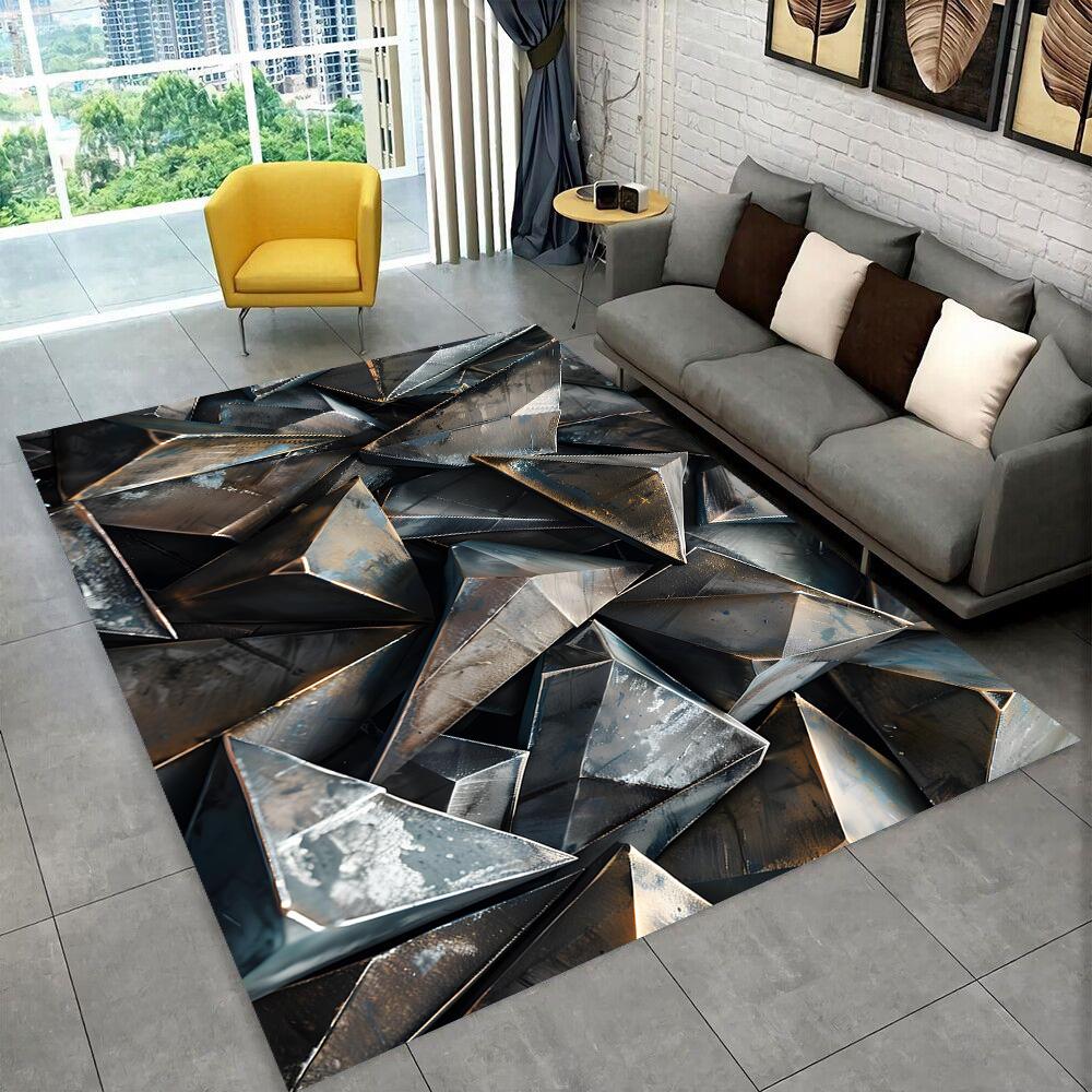 Retro Natural Crystal Ore Stone Area Rug Carpet for Living Room Bedroom Home Decor,kids Play Non-slip for Sofa Doormat Gift