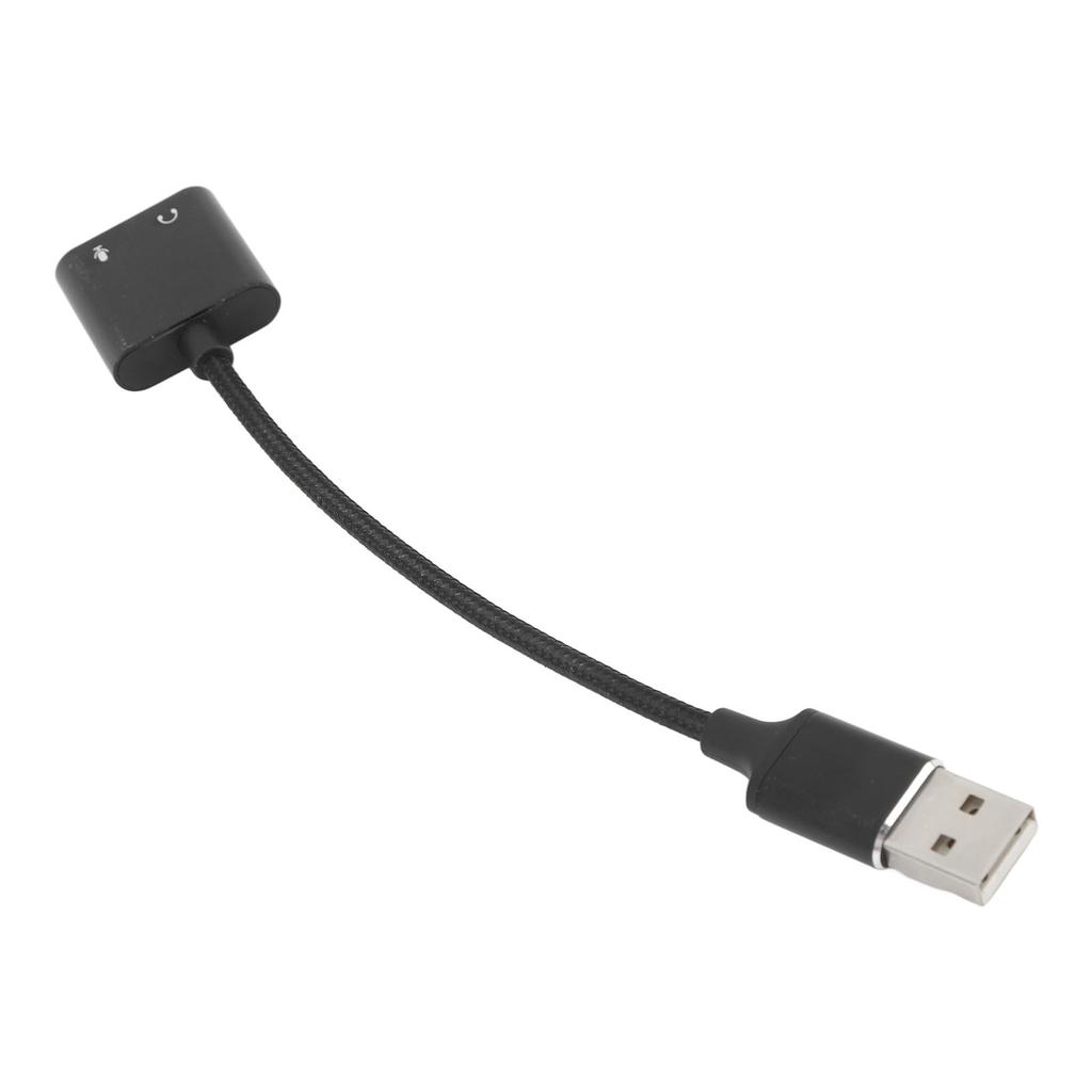 USB Sound Adapter Aluminum Alloy Black Plug and Play USB To 3.5mm Jack Sound Card for Desktop Computers Laptops