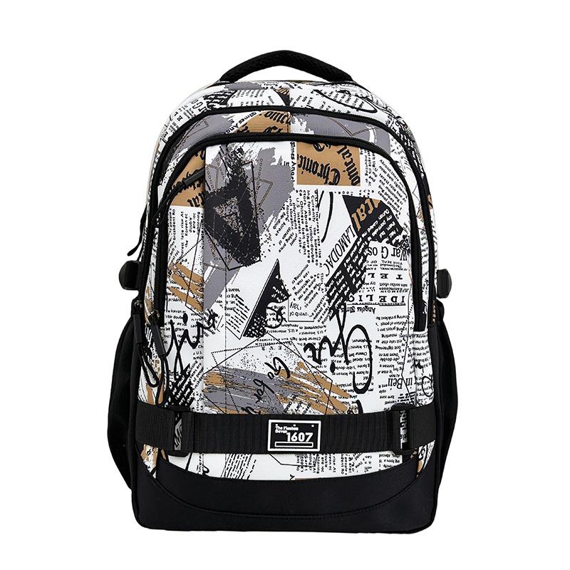 Zaino scolastico nuovo zaino di grande capacità moda zaino per studente delle scuole superiori e del college zaino da uomo graffiti stampa casual borsa da pendolare zaino tendenza