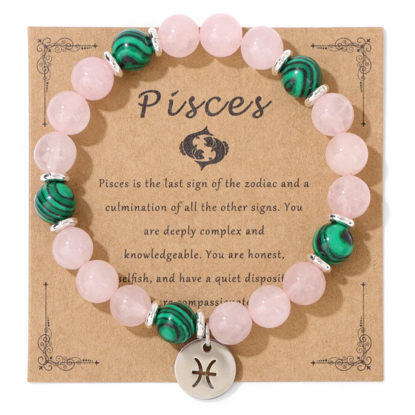 Браслет с подвеской «Двенадцать созвездий», браслет из каменных бусин + карточка, многоцветный, декоративный, ручной работы One Size