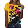 3D Rose Daisy Printed Women's T-shirt Summer Fashion Flower Pattern