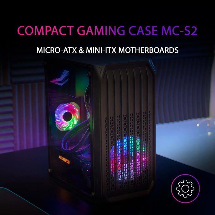Boîtier PC Mini Tour Micro ATX - Mars Gaming - MC-S2 RGB - Panneau vitré - Noir - Taille unique