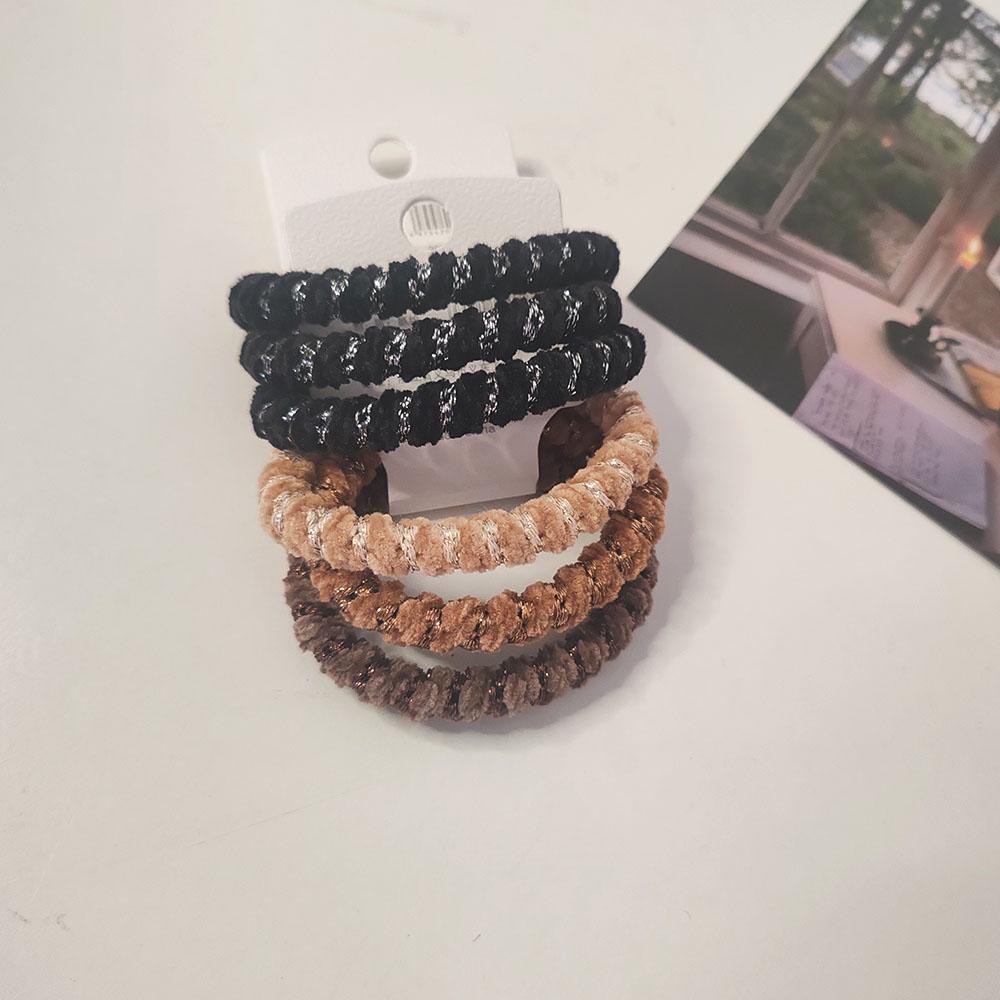 

6 шт. Хорошие Мягкие Черные Коричневые Плюшевые Вельветовые Высокоэластичные Резинки для Волос Веревка для Женщин Девушек Держатель для Хвоста Корейские Аксессуары для Волос